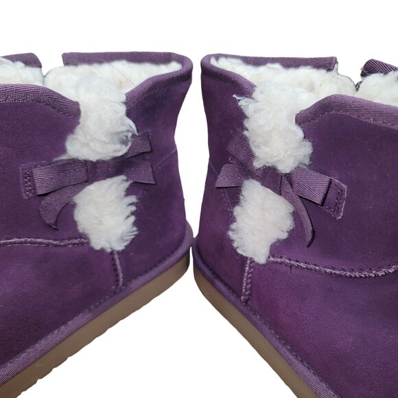 Koolarburra Ugg Women's Mini Winter Suede Fur Lined Bow Boots Gorpcore Work Warm - Picture 10 of 10
